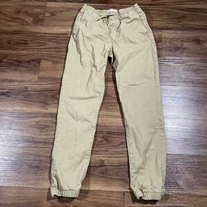 Abercrombie Kids Boys Chino Jogger Khaki Tan Pants Drawstring Size 13/14 Regular